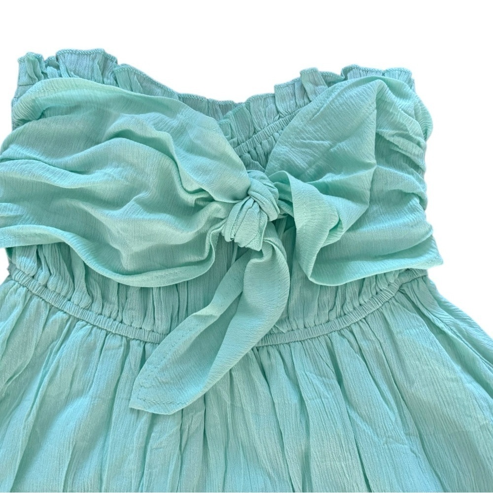 Green Ruffled Tiered Strapless Sundress - Picture 2 of 7